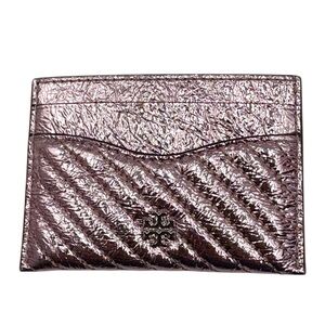 Tory Burch Emerson Metallic Quilted Slim Card Case